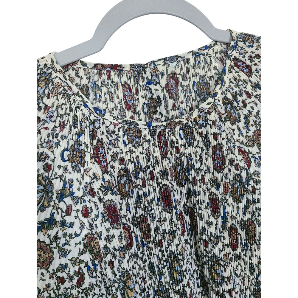 Veronica Beard Lewin Vine Floral Smocked Blouse Top Whitestone Multi Size 10 (M) - Picture 2 of 9